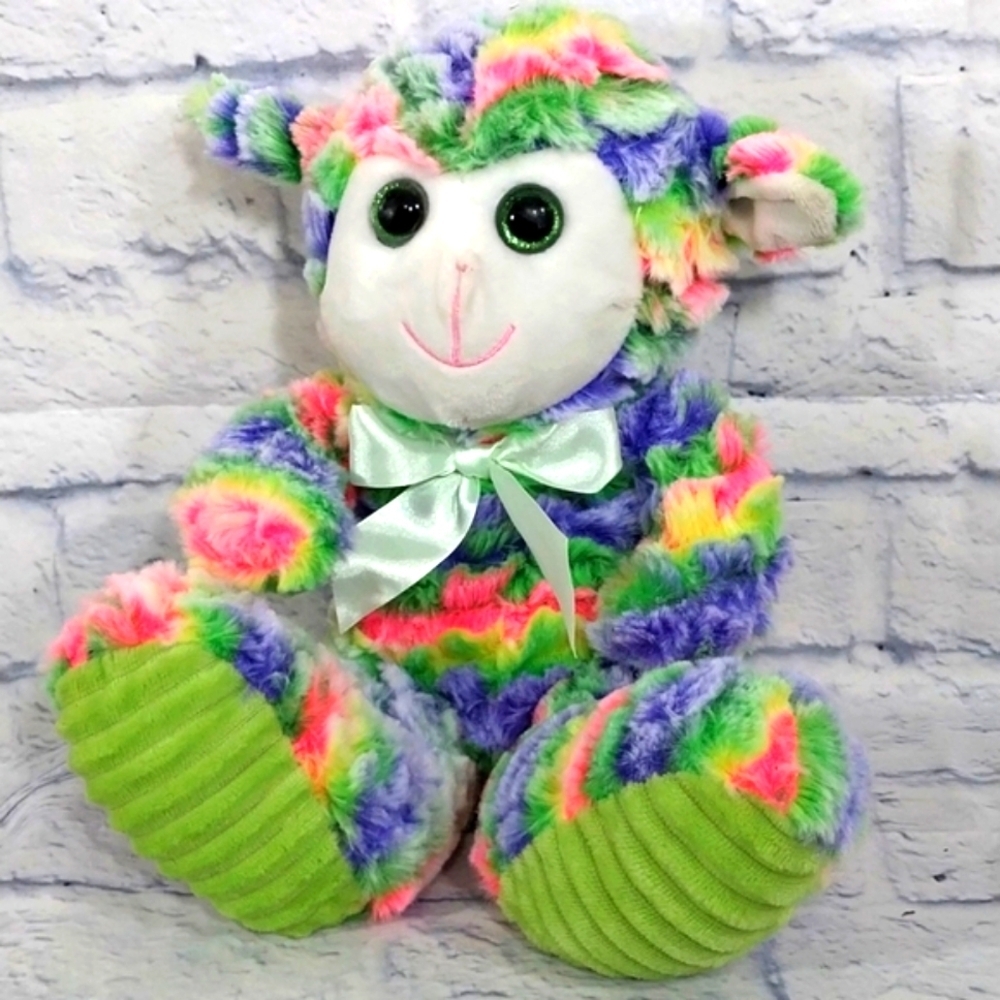 🔵BOGO FREE🔵 Rainbow Color Stuffed Animal Plush Bear? Easter Toy Holiday